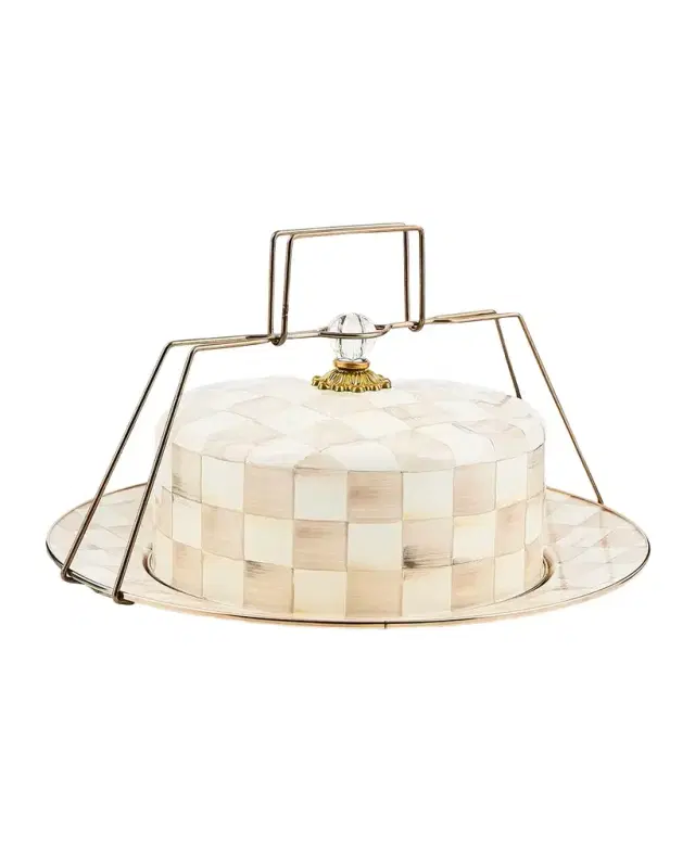MacKenzie-Childs Mocha Check Cake Carrier