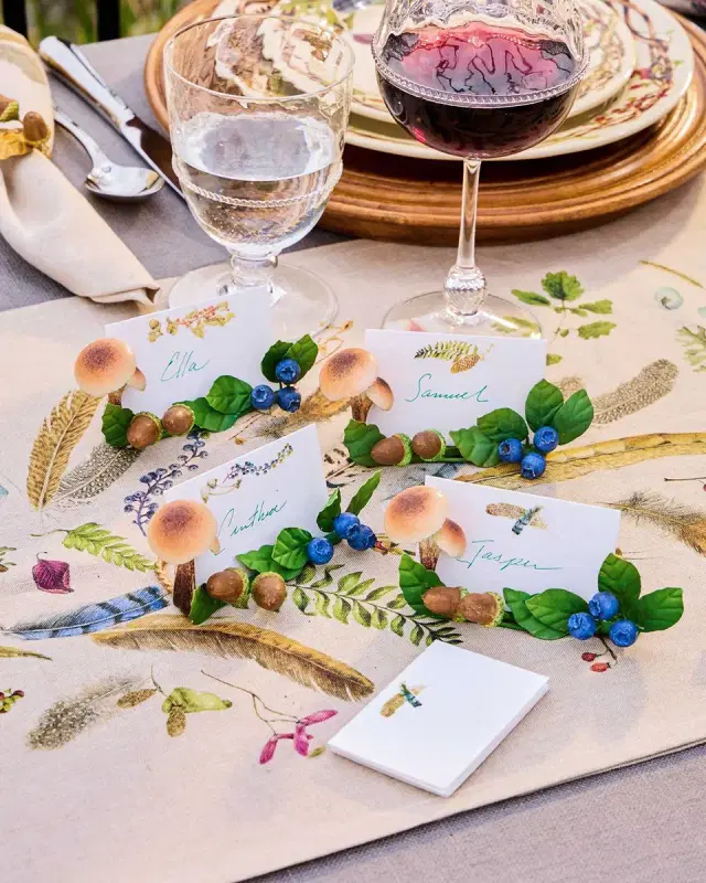 Juliska Forest Walk Mushroom & Acorn Place Card Holders, Set of 4