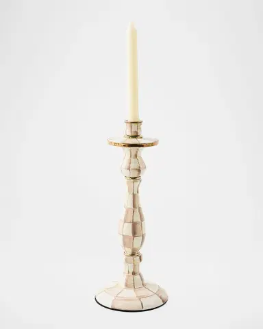 MacKenzie-Childs Mocha Check Large Candlestick, 14" Tall | Thumbnail 2 MacKenzie-Childs Mocha Check Large Candlestick, 14" Tall | Thumbnail 2