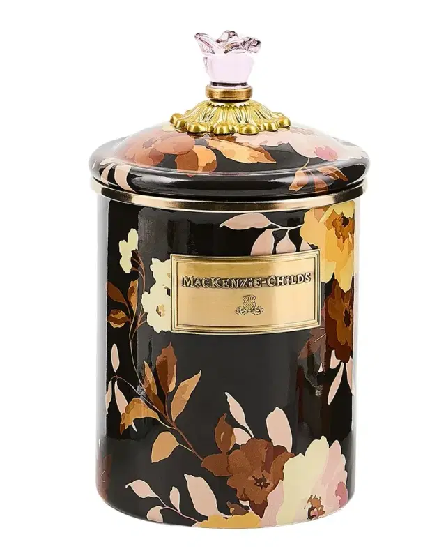 MacKenzie-Childs Wild Rose Mocha Medium Canister