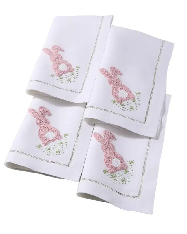 Deborah Rhodes Cottontail Embroidered Napkins, Set of 4