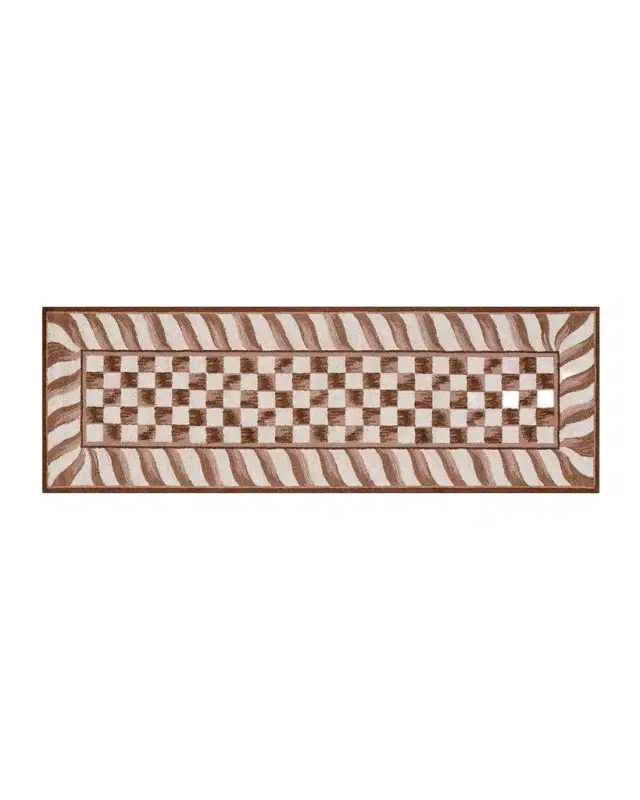 MacKenzie-Childs Mocha Check Runner Rug, 3 ' x 8 '