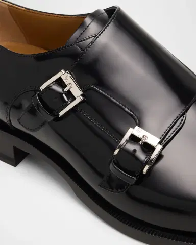 Christian Louboutin Moustachou Double Monk Strap Leather Shoes | Thumbnail 3