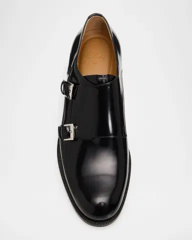 Christian Louboutin Moustachou Double Monk Strap Leather Shoes | Thumbnail 4