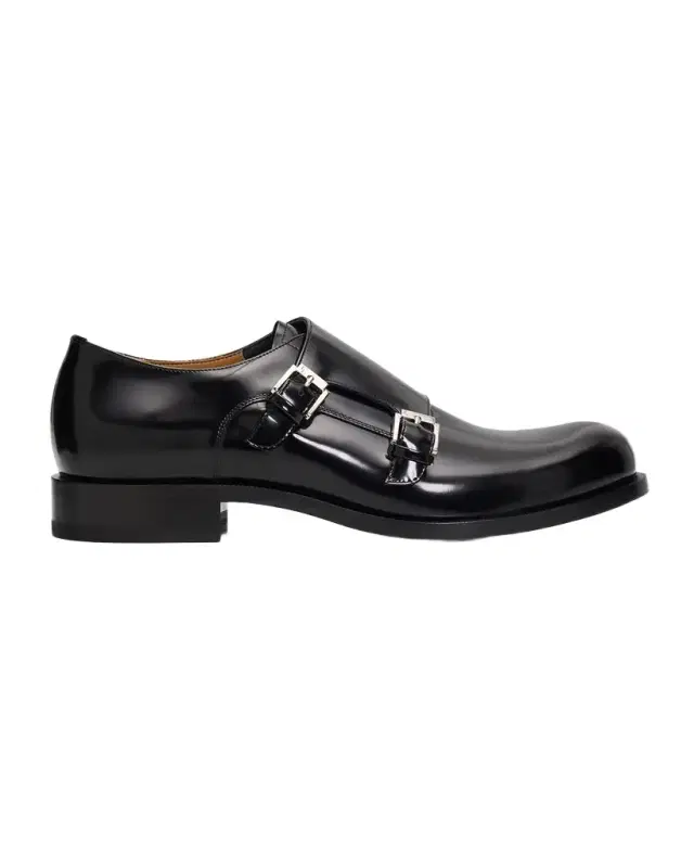 Christian Louboutin Moustachou Double Monk Strap Leather Shoes