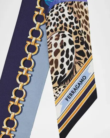 Ferragamo Felini Print Silk Mini Bandeau Scarf | Thumbnail 4 Ferragamo Felini Print Silk Mini Bandeau Scarf | Thumbnail 4