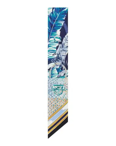 Ferragamo Felini Print Silk Mini Bandeau Scarf | Thumbnail 1 Ferragamo Felini Print Silk Mini Bandeau Scarf | Thumbnail 1