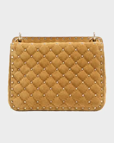 Valentino Garavani Quilted Rockstud Suede Shoulder Bag | Thumbnail 3 Valentino Garavani Quilted Rockstud Suede Shoulder Bag | Thumbnail 3