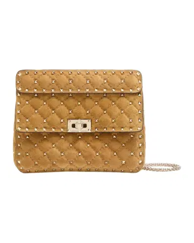 Valentino Garavani Quilted Rockstud Suede Shoulder Bag | Thumbnail 1 Valentino Garavani Quilted Rockstud Suede Shoulder Bag | Thumbnail 1