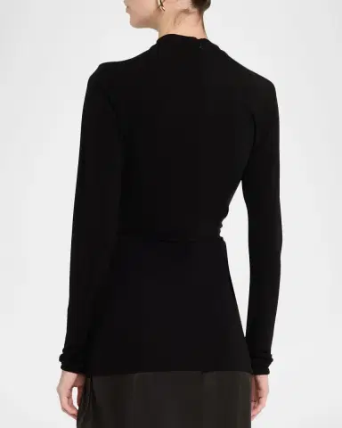 Bottega Veneta Long-Sleeve Gathered Viscose Top | Thumbnail 3 Bottega Veneta Long-Sleeve Gathered Viscose Top | Thumbnail 3