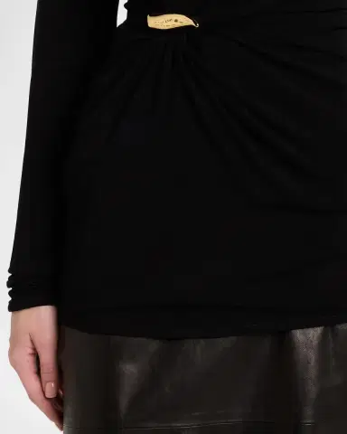 Bottega Veneta Long-Sleeve Gathered Viscose Top | Thumbnail 5 Bottega Veneta Long-Sleeve Gathered Viscose Top | Thumbnail 5
