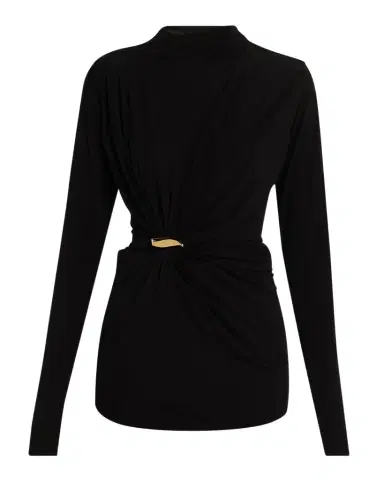 Bottega Veneta Long-Sleeve Gathered Viscose Top | Thumbnail 1 Bottega Veneta Long-Sleeve Gathered Viscose Top | Thumbnail 1