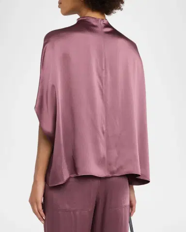 Lapointe Funnel-Neck Satin Cape Tee | Thumbnail 3 Lapointe Funnel-Neck Satin Cape Tee | Thumbnail 3