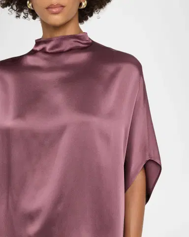 Lapointe Funnel-Neck Satin Cape Tee | Thumbnail 5 Lapointe Funnel-Neck Satin Cape Tee | Thumbnail 5