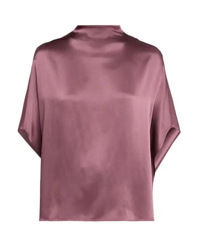 LAPOINTE Funnel-Neck Satin Cape Tee
