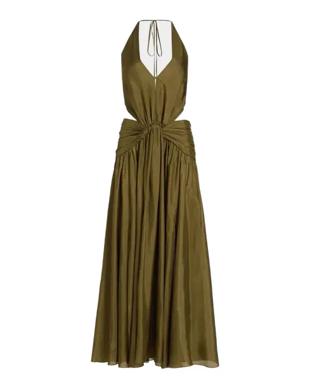 Zimmermann Indra Plunge Halter Maxi Dress