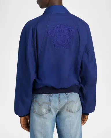 Versace Men's Overdyed Medusa Cotton Gabardine Jacket | Thumbnail 3