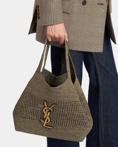 Saint Laurent Icare Medium Crochet Raffia Tote Bag | Thumbnail 2 Saint Laurent Icare Medium Crochet Raffia Tote Bag | Thumbnail 2