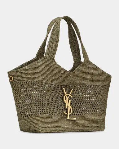 Saint Laurent Icare Medium Crochet Raffia Tote Bag | Thumbnail 4 Saint Laurent Icare Medium Crochet Raffia Tote Bag | Thumbnail 4