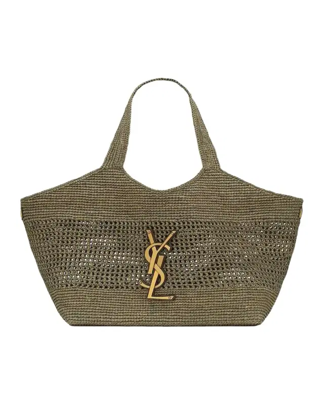 Saint Laurent Icare Medium Crochet Raffia Tote Bag