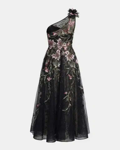Mac Duggal Sequined Floral-Embroidered One-Shoulder Cocktail Maxi Dress | Thumbnail 5 Mac Duggal Sequined Floral-Embroidered One-Shoulder Cocktail Maxi Dress | Thumbnail 5
