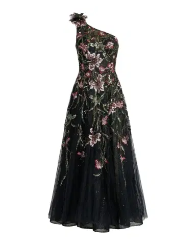 Mac Duggal Sequined Floral-Embroidered One-Shoulder Cocktail Maxi Dress | Thumbnail 1 Mac Duggal Sequined Floral-Embroidered One-Shoulder Cocktail Maxi Dress | Thumbnail 1
