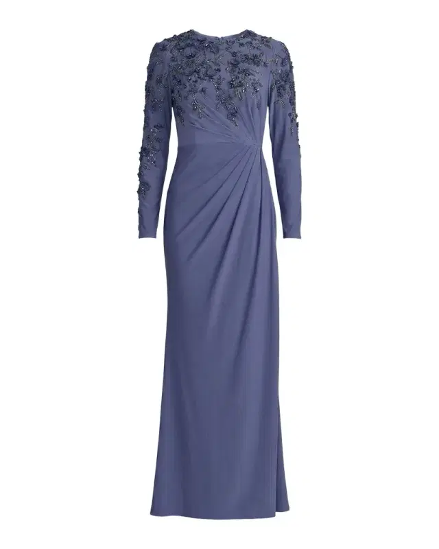 Mac Duggal Beaded Jersey Column Gown