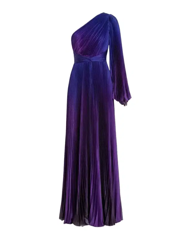 Mac Duggal Pleated Charmeuse Ombré Gown