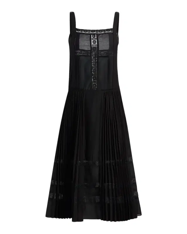 3.1 Phillip Lim Pleated Lace-Inset Midi Dress