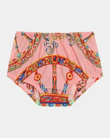 Dolce & Gabbana Girl's Carretto-Print Cotton Dress & Bloomers Set, Size 3M-24M | Thumbnail 5 Dolce & Gabbana Girl's Carretto-Print Cotton Dress & Bloomers Set, Size 3M-24M | Thumbnail 5