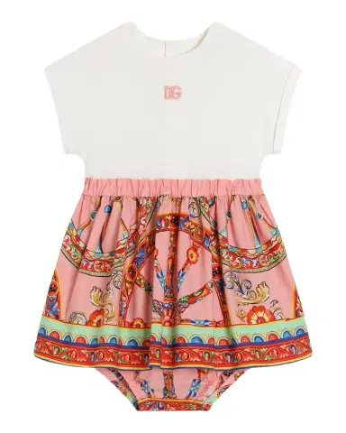 Dolce & Gabbana Girl's Carretto-Print Cotton Dress & Bloomers Set, Size 3M-24M | Thumbnail 1 Dolce & Gabbana Girl's Carretto-Print Cotton Dress & Bloomers Set, Size 3M-24M | Thumbnail 1