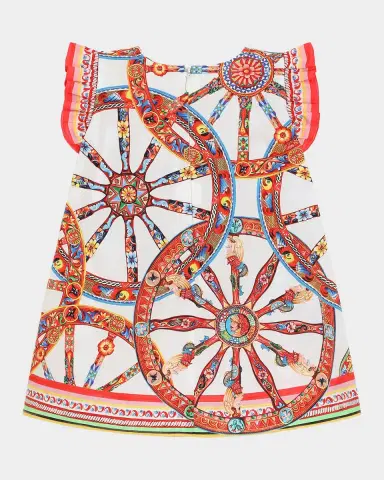 Dolce & Gabbana Girl's Carretto-Print Dress & Bloomers Set, Size 3M-24M | Thumbnail 2 Dolce & Gabbana Girl's Carretto-Print Dress & Bloomers Set, Size 3M-24M | Thumbnail 2