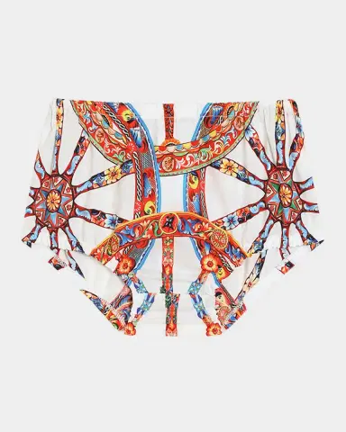 Dolce & Gabbana Girl's Carretto-Print Dress & Bloomers Set, Size 3M-24M | Thumbnail 4 Dolce & Gabbana Girl's Carretto-Print Dress & Bloomers Set, Size 3M-24M | Thumbnail 4