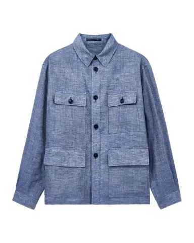 Giorgio Armani Men's Linen Flap-Pocket Field Jacket | Thumbnail 1 Giorgio Armani Men's Linen Flap-Pocket Field Jacket | Thumbnail 1