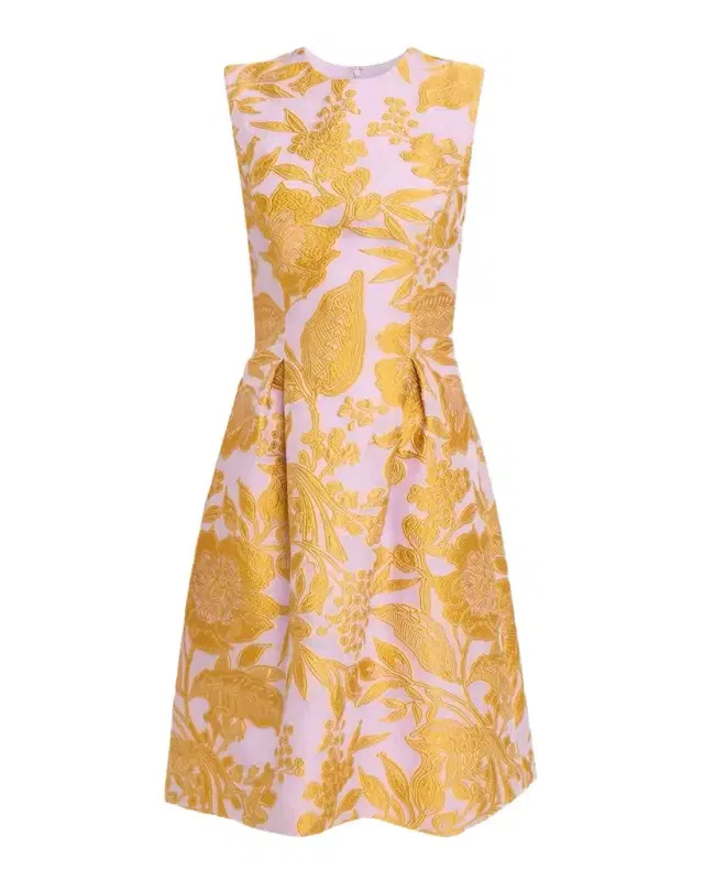 Lela Rose Sleeveless Floral Fil Coupe Knee-Length Dress