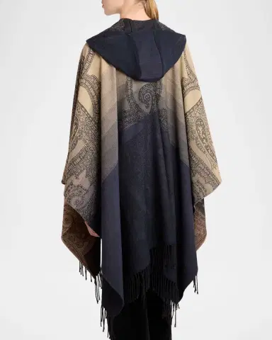 Etro Degrade Paisley Wool Jacquard Fringe Hooded Cape | Thumbnail 3 Etro Degrade Paisley Wool Jacquard Fringe Hooded Cape | Thumbnail 3