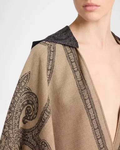 Etro Degrade Paisley Wool Jacquard Fringe Hooded Cape | Thumbnail 5 Etro Degrade Paisley Wool Jacquard Fringe Hooded Cape | Thumbnail 5