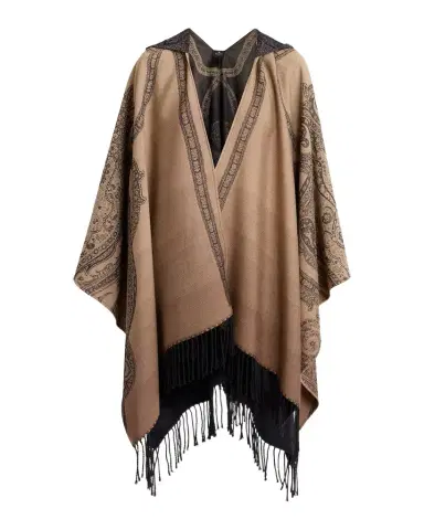 Etro Degrade Paisley Wool Jacquard Fringe Hooded Cape | Thumbnail 1 Etro Degrade Paisley Wool Jacquard Fringe Hooded Cape | Thumbnail 1