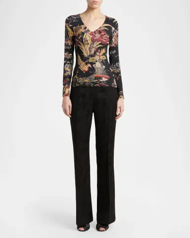 Etro Floral-Print Long-Sleeve Jersey Top | Thumbnail 2 Etro Floral-Print Long-Sleeve Jersey Top | Thumbnail 2