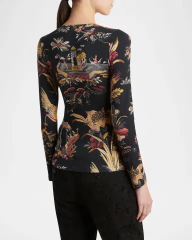 Etro Floral-Print Long-Sleeve Jersey Top | Thumbnail 3 Etro Floral-Print Long-Sleeve Jersey Top | Thumbnail 3