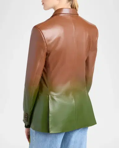 Etro Ombre Leather Single-Breasted Jacket | Thumbnail 3 Etro Ombre Leather Single-Breasted Jacket | Thumbnail 3