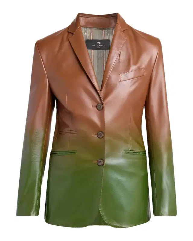 Etro Ombre Leather Single-Breasted Jacket