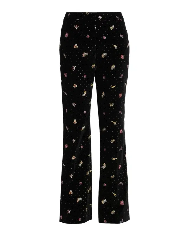 Etro Polka-Dot Velvet Flare Trousers