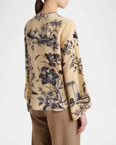 Etro Floral-Print Silk Flare-Sleeve Top | Thumbnail 3 Etro Floral-Print Silk Flare-Sleeve Top | Thumbnail 3