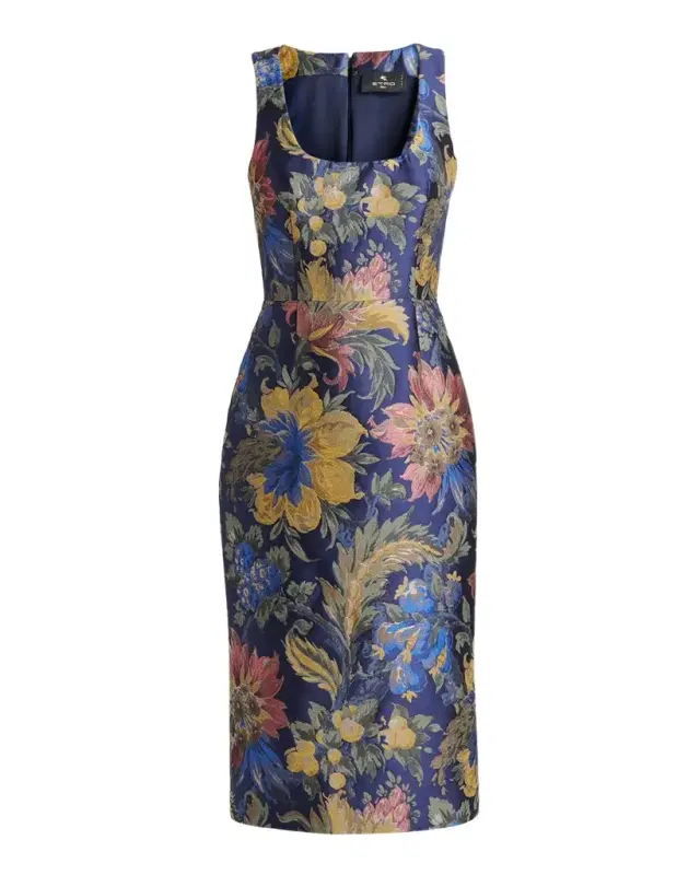 Etro Sleeveless Floral Jacquard Midi Dress
