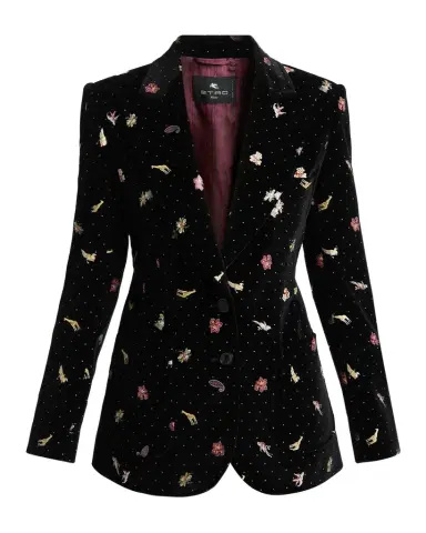 Etro Polka-Dot Velvet Single-Breasted Jacket | Thumbnail 1 Etro Polka-Dot Velvet Single-Breasted Jacket | Thumbnail 1