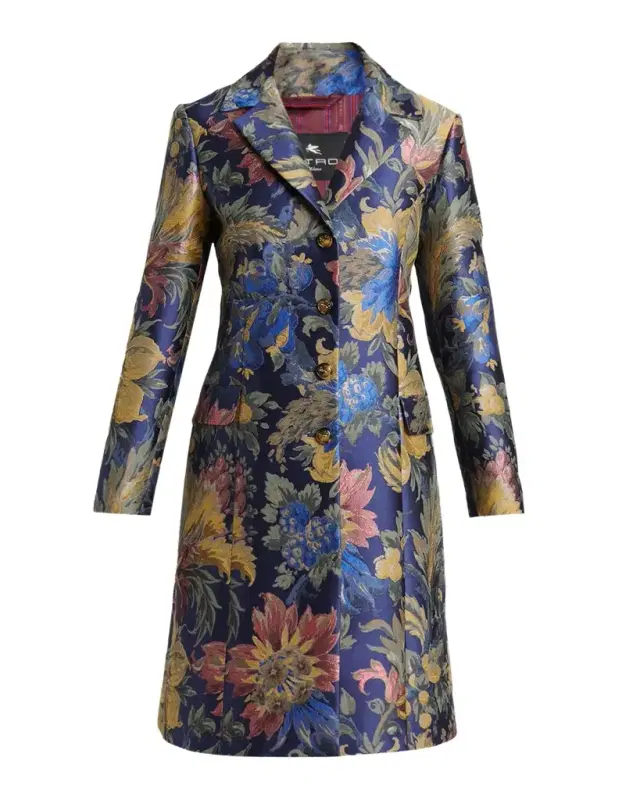 Etro Floral Jacquard Single-Breasted A-Line Jacket