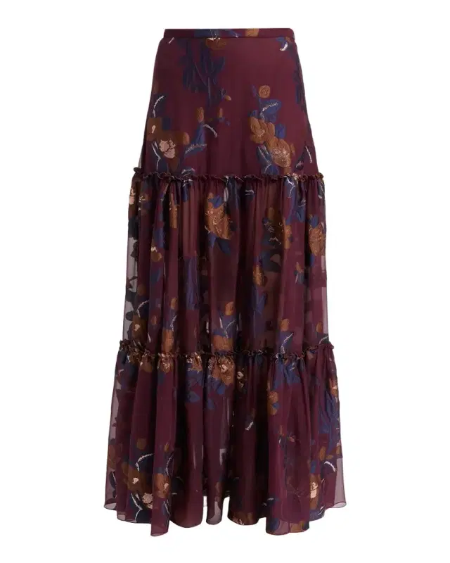 Etro Floral Embroidered Tiered Maxi Skirt