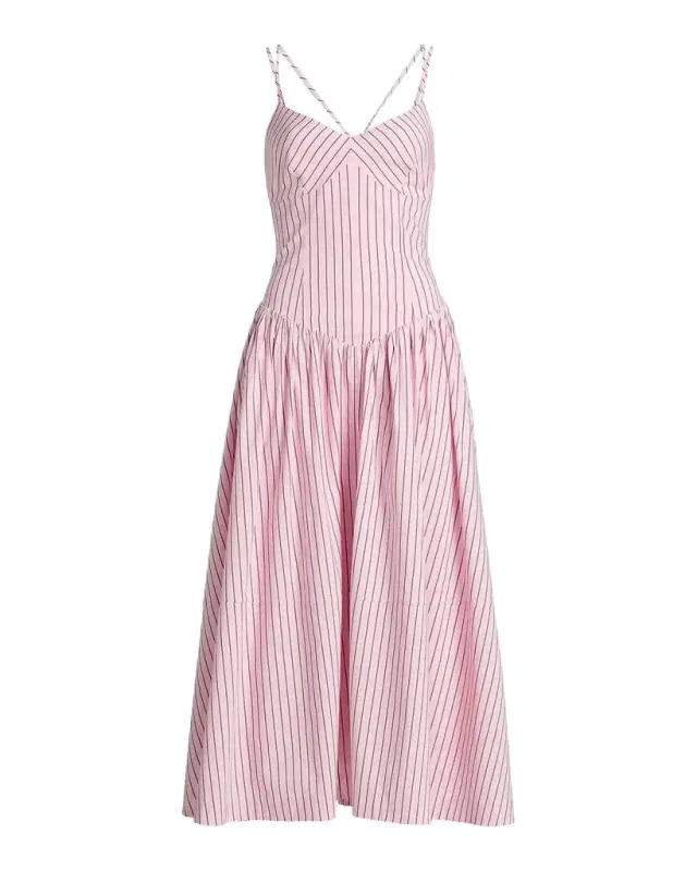 Cinq à Sept Rose Stripe Drop-Waist Midi Dress