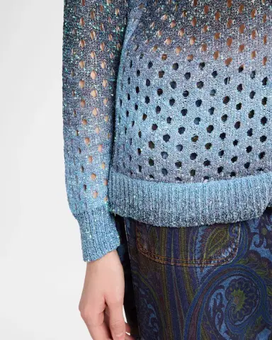 Etro Paillette Ombre Open-Knit V-Neck Cardigan | Thumbnail 5 Etro Paillette Ombre Open-Knit V-Neck Cardigan | Thumbnail 5